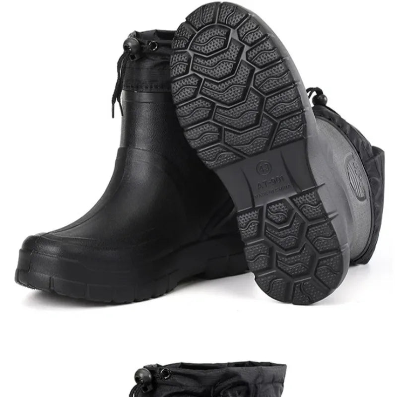 High Quality Men Rain Boots Mid-calf Waterproof Work Boot Spring Fall Fishing Boots Men Keep Warm Winter Rain Shoes Botas Hombre