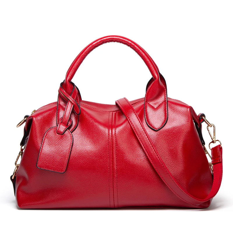 Women's Fashionable and Elegant Large-Capacity Oil Wax Leather Handbag, Convenient Solid Color Faux Leather Boston Crossbody Bag, Anti-Theft Commuter Bag with Zipper Lock, Detachable Shoulder Strap, Dual Handle Design, Adjust