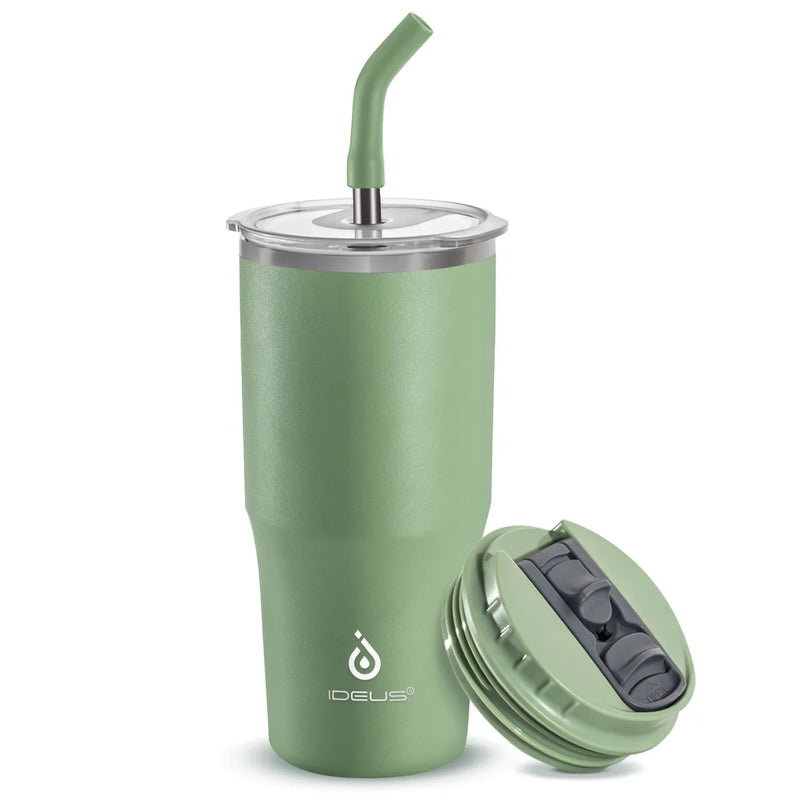 Ideus Thermos Mug Stainless steel double-layer vacuum coffee cup with lid and straw car water bottle for heat and cold preservat
