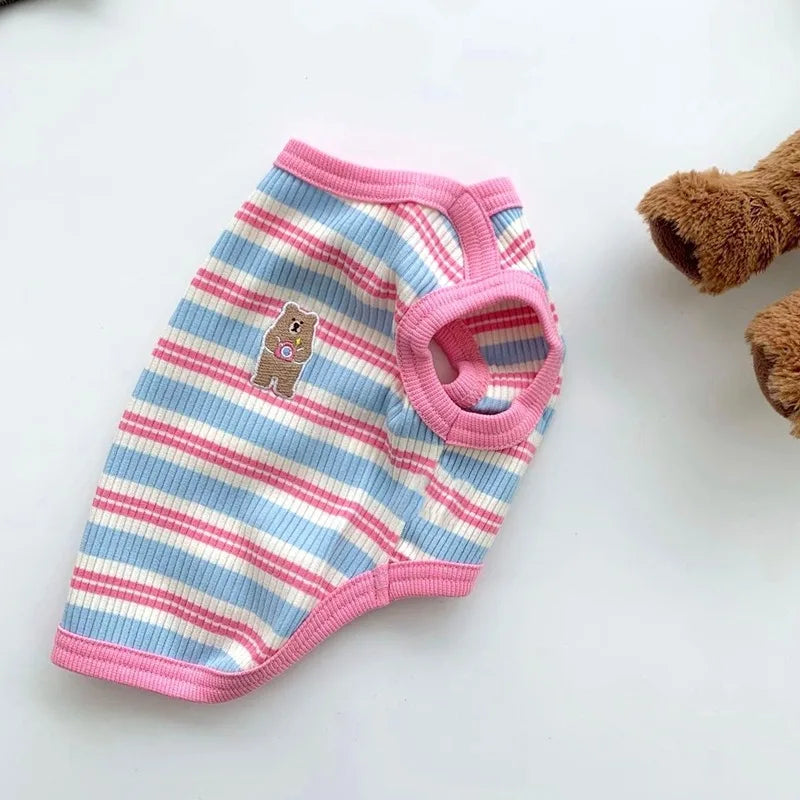 Striped Cat Shirts Stretchy Cat Clothes for Cats Sleeveless Stretchy Puppy Kitten T Shirts Pet Vest Soft Breathable Cat Tank Top