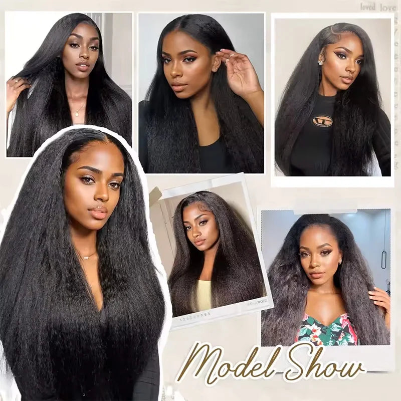 30 Inch 60g/Pack 1-5PCS Afro Kinky Straight Human Hair Crochet Knotless Pre-Separated Feather Light Crochet Human Hair Extensions Wigs Miracle Knots Crochet Human Hair Braiding Hair Extensions Materials Bouncy Kinky Crochet H