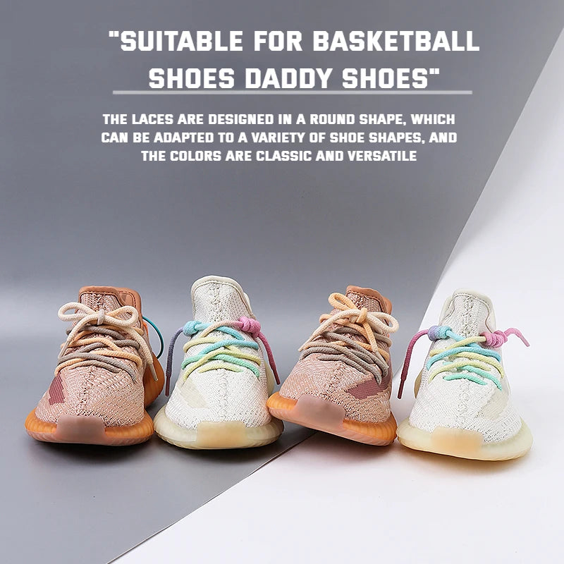 Round Shoelaces Rainbow Cotton Shoelace Quality Running Sneakers Laces 80/100/120/140/160CM Boots Shoe laces Shoes Accessories