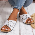Women's simple solid color buckle cover for wearing flat heeled straight slippers