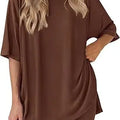 2026women's New Fashion Trend Basic High-quality Casual Round Neck Slit Loose Casual and Comfortable Women's Two-piece Home Suit