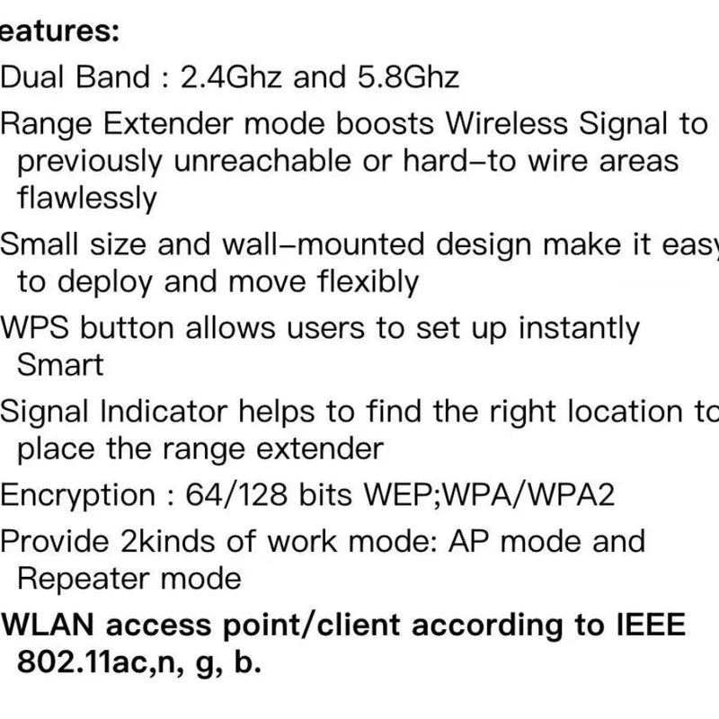 Dual Band Wifi AmplifierAC1200/AC300  2.4G/5G Repeater Network Expander Range Extender Wireless Router Signal Booster