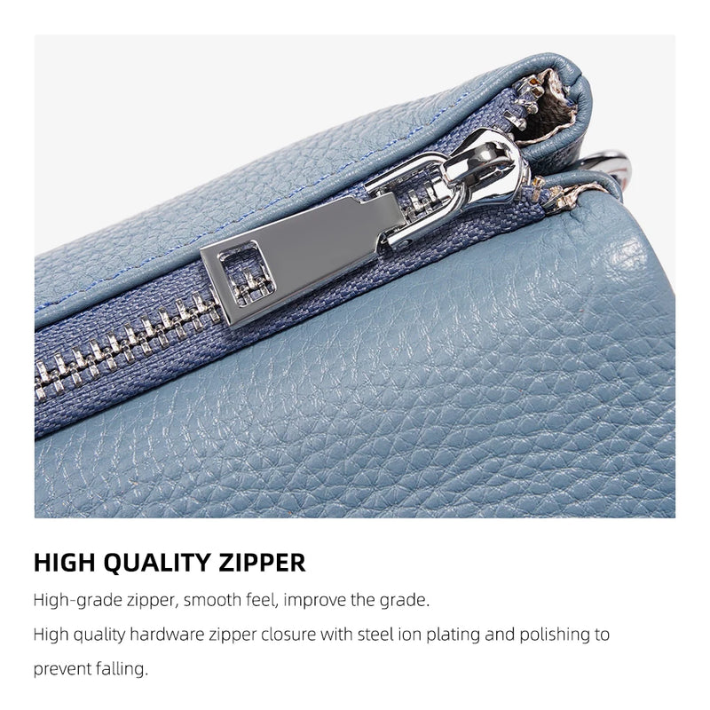 Zency New Soft Plain Color Leather Bag Multiple Pockets Women's Bag Genuine Leather Shoulder Crossbody Versatile Commuting Bag