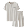 Men's Super Soft Cotton Modal Pajama Set Short Sleeves Antibacterial Sleepwear Home Loungewear Comfortable Breathable Nightwear