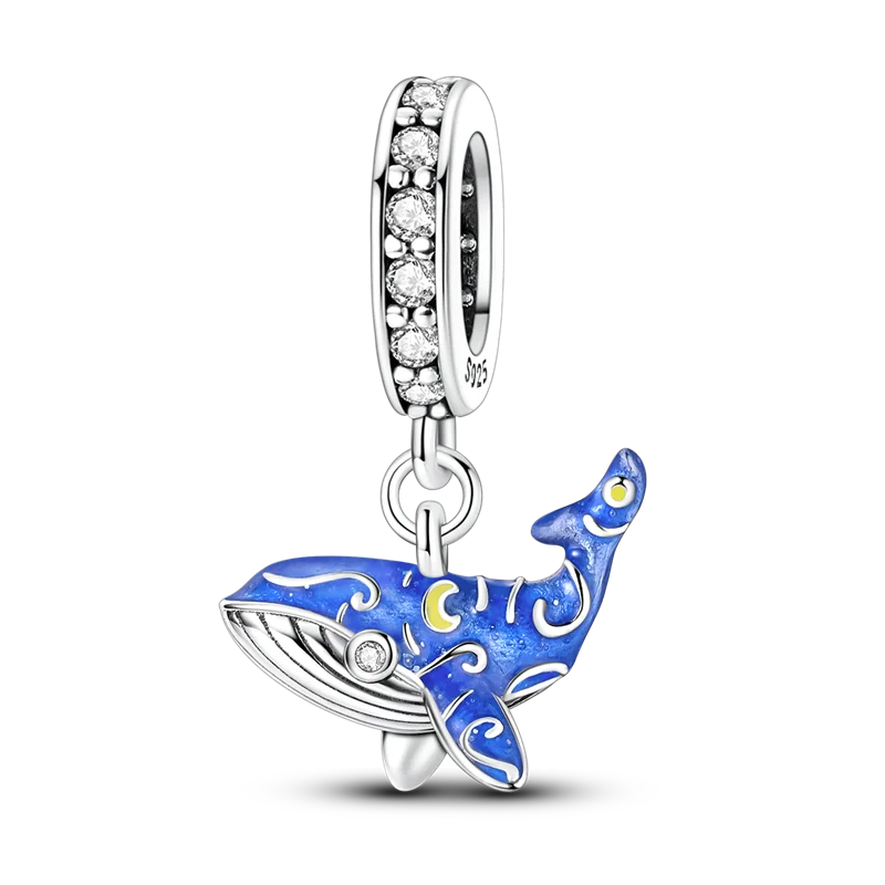 925 Sterling Silver Ocean Theme Charm Beads For Women Blue Wave Dolphin Seashell Compatible Summer Beach Vacation Jewelry
