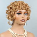 Curly Pixie Cut Human Hair Wigs For Women Black Full Machine Made Short Curly Wigs For Women Brazilian Remy Hair 200% Density
