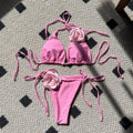 Sexy 3D flower bikinis sets triangle two pieces rose | SAMAG