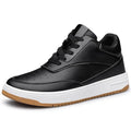 Men's Invisible Height Increasing Elevator Shoes 6cm 8cm 10cm Pure White Light-Weight Lace-up Genuine Leather Sporty Sneakers