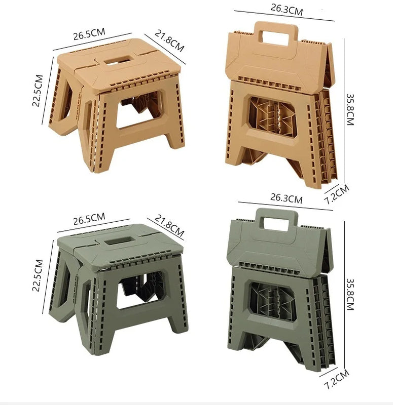 Folding Step Stool Strong Load-bearing Heavy-Duty Chair Travel Use Compact Collapsible Chair with Handle Camping Supplies
