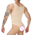 Bodysuit Men Shapewear Tummy Control Sexy Leotard Slimming Open Buttocks Sleeveless One-Piece Underwear Undershirt Shaper