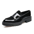 Size 37-48 Leather Monk Shoes Thick-soled British Style Black Formal Business Shoes Fashion Luxury Slip-On Casual Shoes