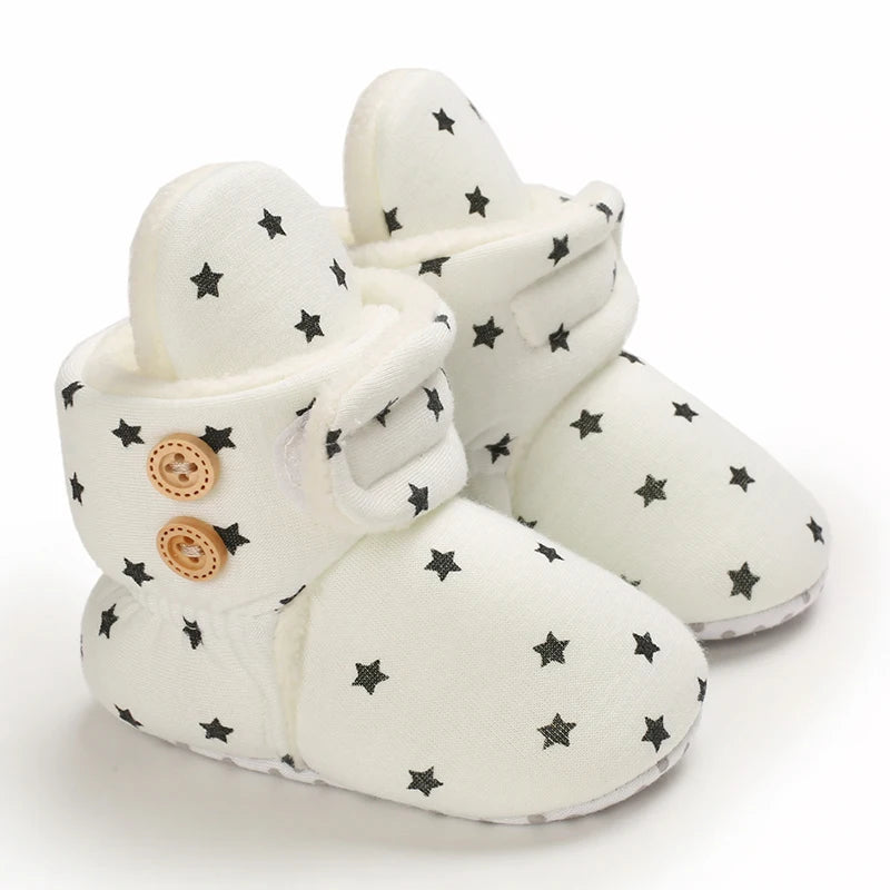 2022 Baby Autumn Winter Boots Baby Girl Boys Winter Warm Shoes Solid Fashion Toddler Fuzzy Balls First Walkers Kid Shoes 0-18M