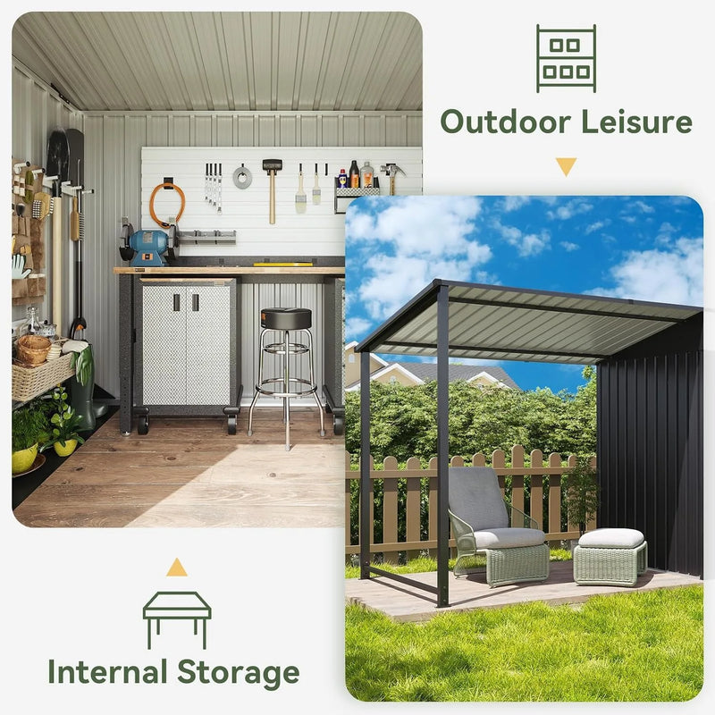 5.6x3.5 FT Outdoor Storage Shed & Hardtop Gazebo Combo | SAMAG