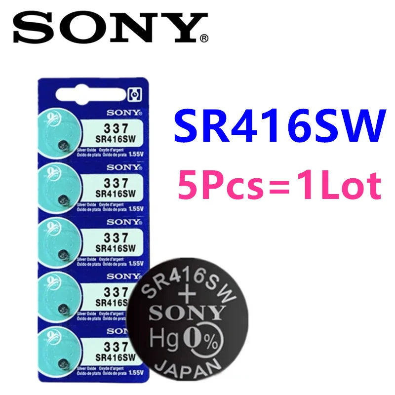5Pcs Original Sony 337 SR416SW 364 SR621SW 371 SR920SW 377 SR626SW 379 SR521SW 395 399 SR927SW Button Batteria Coin Cells