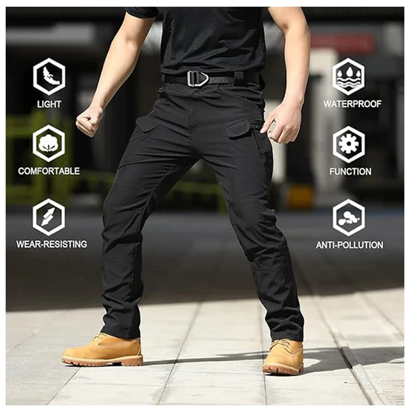 Cargo Pants Hiking Men Outdoor Waterproof Multi-pocket Tactical Trousers Camping Spring Autumn Combat Rip-Stop Work Pant