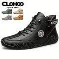 CLOHOO Hand-Sewn Octopus Design Men's Short Boots High-Top Leather Riding Boots Stylish Men's Footwear