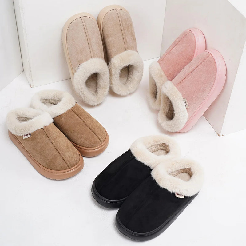 Winter Women Shoes Casual House Shoes For Men 2026 Outdoor Warm Cotton Shoes For Women Indoor Plush Padded Slippers Female