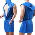 2026 Summer Men's Sexy Sleeveless Pajama Kimono Robe Fashion Loose Casual Hooded Bathrobes Cool Smooth Bath Robe Male Sleep Gown