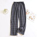 New 2026 Summer Men's Sleeper Pants 100% Cotton Crepe Pants Loose Thin Large Home Casual Checkered Home Pants Bottoms for Men