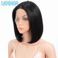 Lekker 100% Human Hair Wig Highlight Brown Long Pixie Straight Bob Middle Part Lace Front For Women Brazilian Remy Hair Glueless