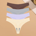 4PCS Ultra-thin Seamless Underwear Women's Invisible Panties Sexy Ice Silk Thongs Low Waist Breathable Bikini Stretchy Lingerie