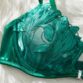 Floral Embroidery Sexy Lingerie Set Women Transparent Bralette Underwire Push Up Bra Panty 2 Piece Set
