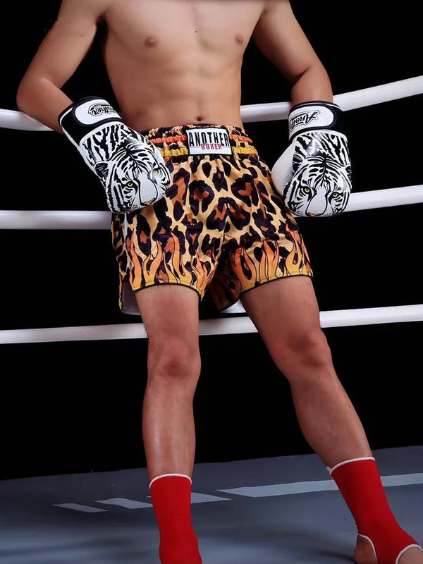 TopFight 2026 Large XXXL Leopard Pattern Boxing Shorts High Waist Muay Thai Pants for Men Women