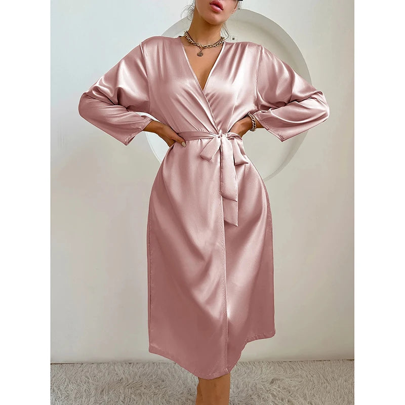 V Neck Simple Women's Nightgown Comfortable Solid Color | SAMAG