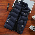 Trend Stand Collar Zipper Men Vests New Stylish Sleeveless Waistcoat Warmth Men Winter Vest Brand Winter Windproof Padded Vest
