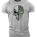 Men's digital printed skull printed T-shirt Fitness top Short sleeve T-shirt quick drying breathable