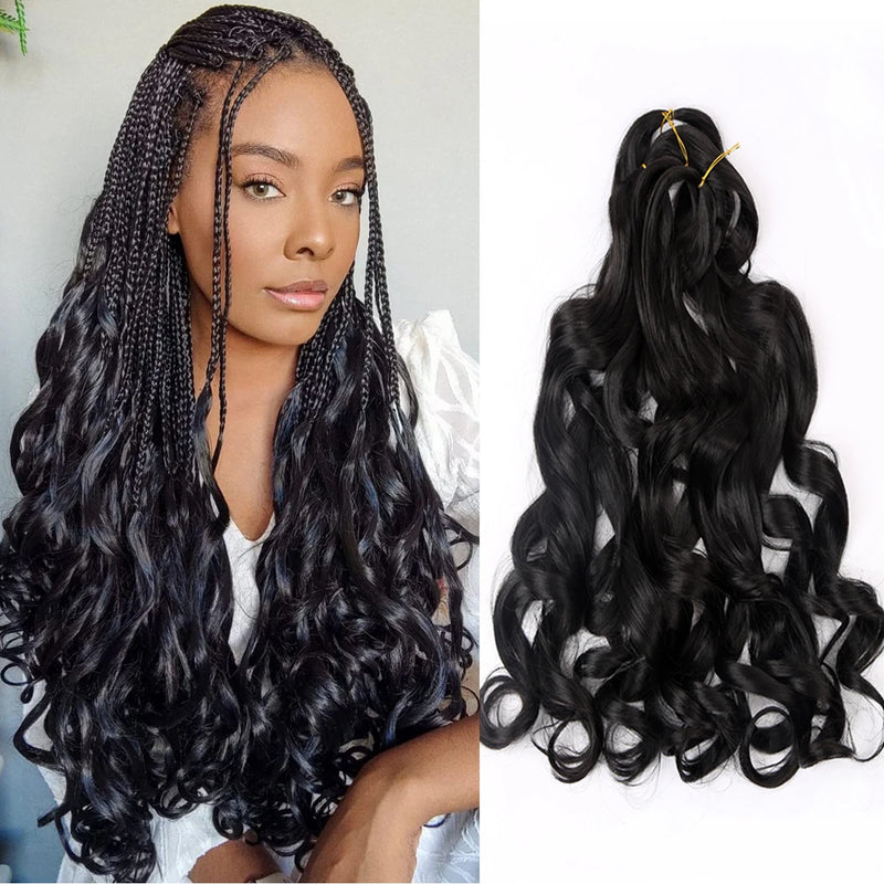 French Curly Crochet Braiding Hair Synthetic Loose Wave Ombre Braids Hair for Women  Spiral Curls Pre Stretched Hair Extensions