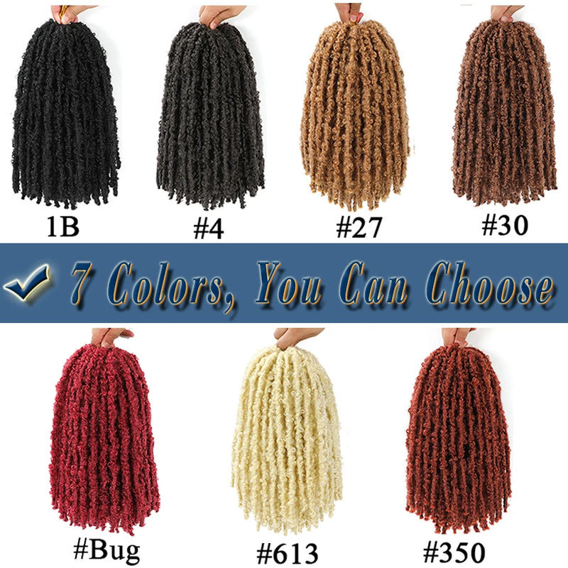 Short Butterfly Locs Crochet Hair Black Crochet Bob Hair 14”12” Light Weight Messy Distressed Butterfly Faux Locs Crochet Braids