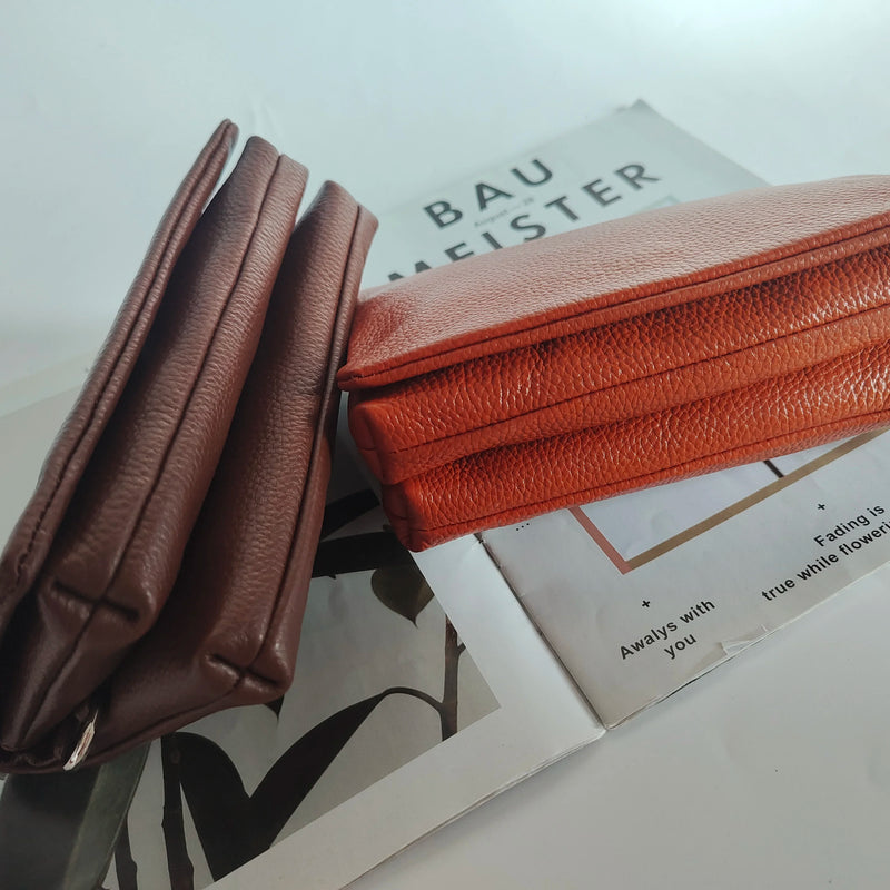 Zency New Soft Plain Color Leather Bag Multiple Pockets Women's Bag Genuine Leather Shoulder Crossbody Versatile Commuting Bag