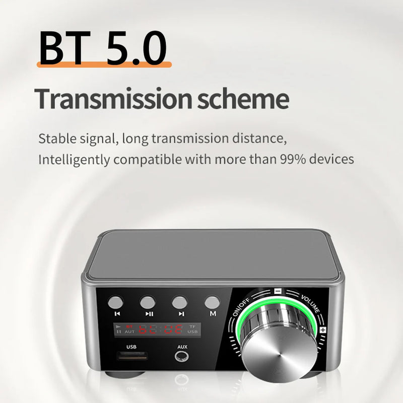 HiFi Mini Amplifier Class D 50Wx2 CS8673E Digital Amplifier With Digital Display Bluetooth-compatible 5.0 AUX TF Home Theater