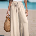 Women's Casual Wide Leg Pants - All Season Comfort Pockets Elastic Waist Loose Fit Solid Color Pants Suitable for Outdoor and Le