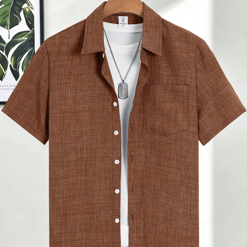 Men's Casual Linen Short Sleeve Shirts Drip Outfits Man | SAMAG