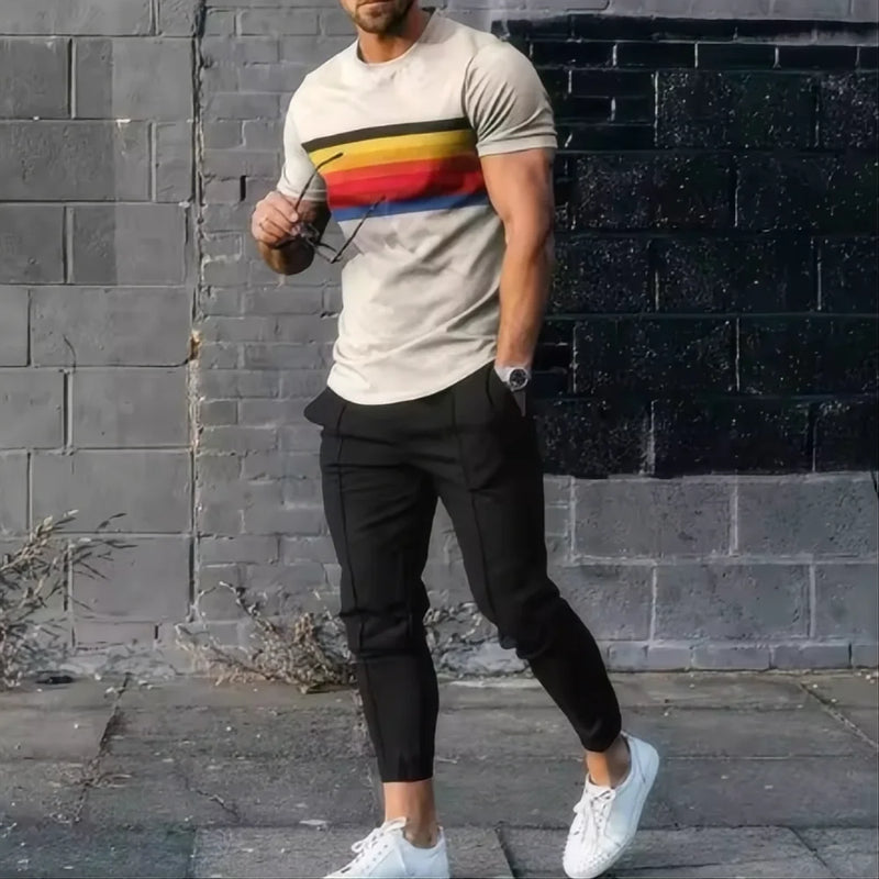 New men's basketball sports suit jogging set 3D printed Qeen summer retro casual short sleeved T - View 2 | SAMAG