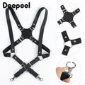 Deepeel 2.5cm Men's Leather Suspenders 2 Clip Hooks Man Elastic Brace Adult Adjust Strap Harness Suspender for Pants Accessories