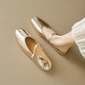 Genuine Leather Slippers Women Flat Heels Covered Toe Ladies Casual Mules Shoe Comfortable Summer Sandals