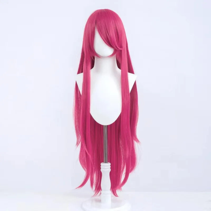 Classic Anime Poke Jessie Cosplay Wig 100cm Rose Red Pink Heat Resistant Synthetic Hair For Women Halloween Party Carnival Props
