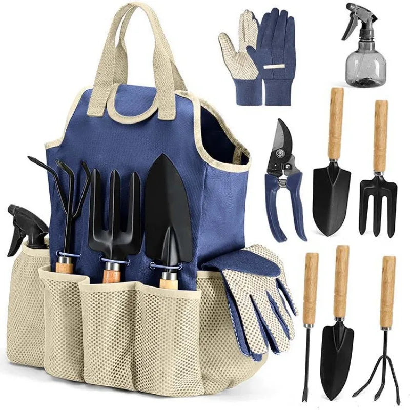 9 Piece Outdoor Garden Tool Kit Set Scissors Included Gift for Gardeners Durable Stainless Steel with Ergonomic Handles