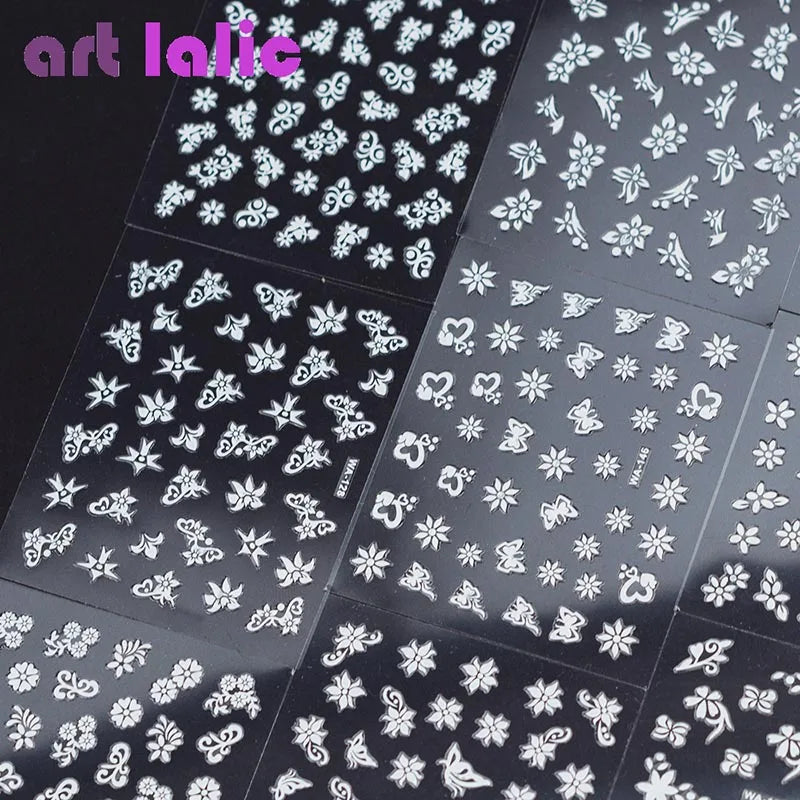 10Pcs Nail Art Transfer Stickers 3D Design Manicure Tips Decals Decorations Sheet for DIY Nail Art