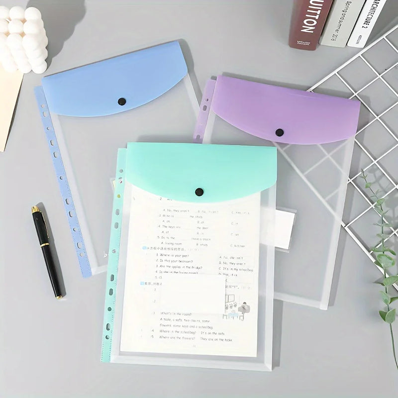 6pack A4 vertical Morandi color document bag, plastic envelope contract bag, document loose-leaf storage bag