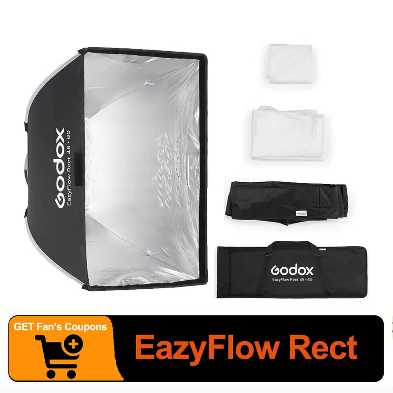 Godox EazyFlow Series Octagon60/90/120/150cm Rectangle4040/4560/4090/6060/6090cm Foldable Quick Setup Softbox for Photography