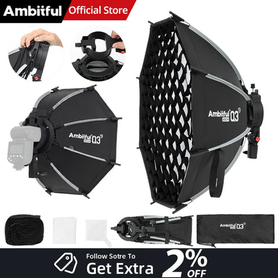 AMBITFUL Q3 On-top Camera Flashlight Softbox Quick Set-up | SAMAG