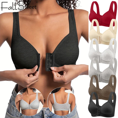 Fallsweet Seamless Front Closure Bra For Women Solid | SAMAG