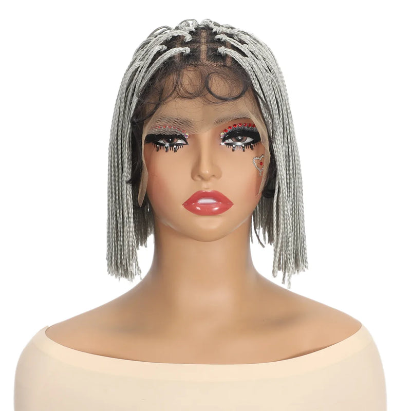 Synthetic Crochet Braids Wig for Black Women Short Wigs with Baby Hair 13*4 Lace Frontal Braiding Hair Black Glueless Wig